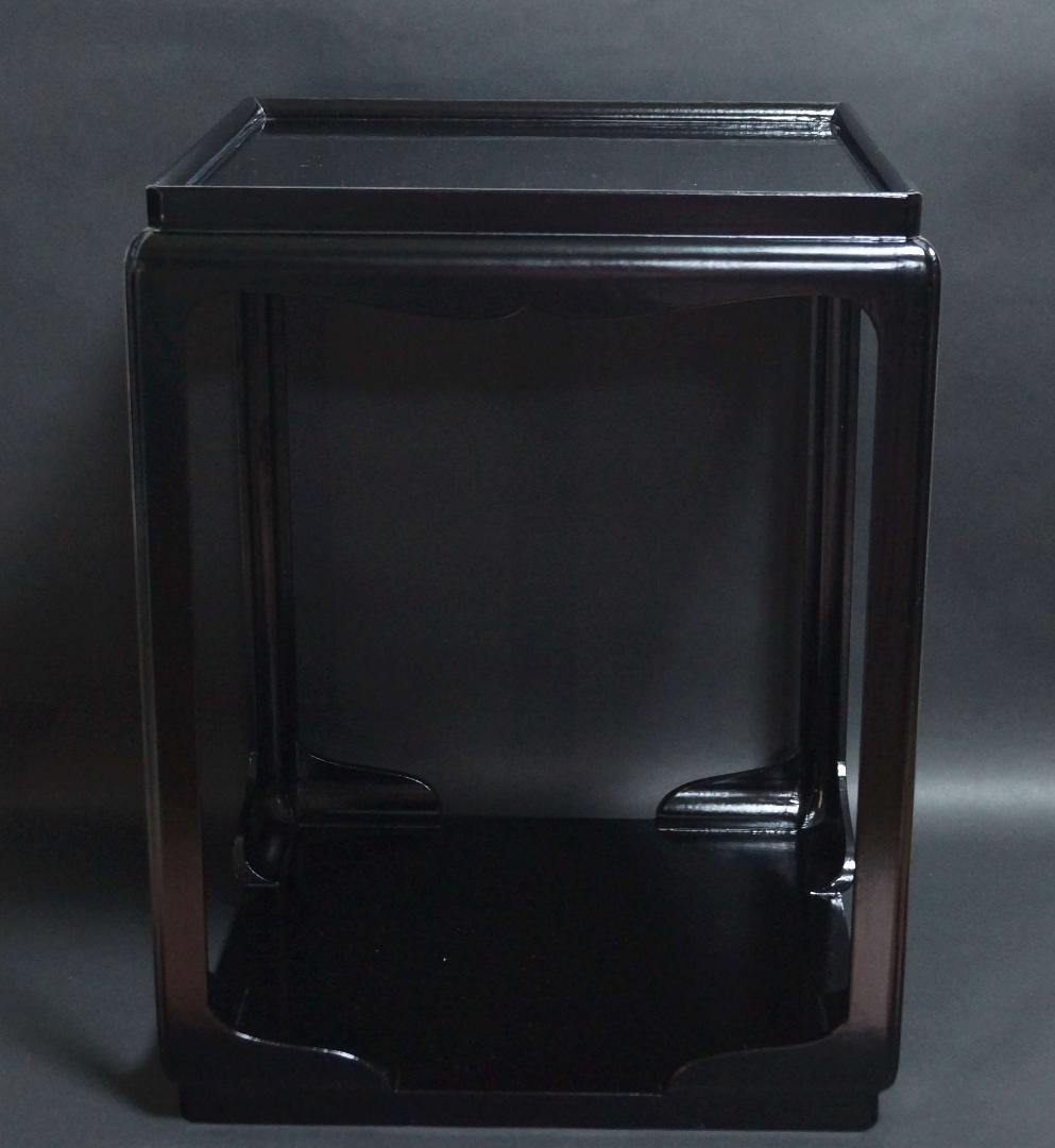 茶道具 鈴木光入作 高麗卓 黒一閑塗 木製漆塗り 共箱★時代物★