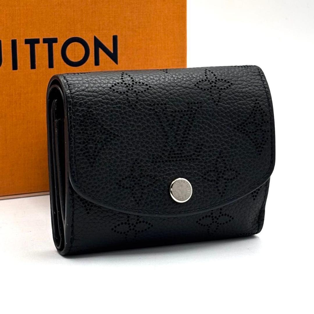 極美品 現行 ルイヴィトン マヒナ イリスXS 三つ折り財布 ノワール 黒