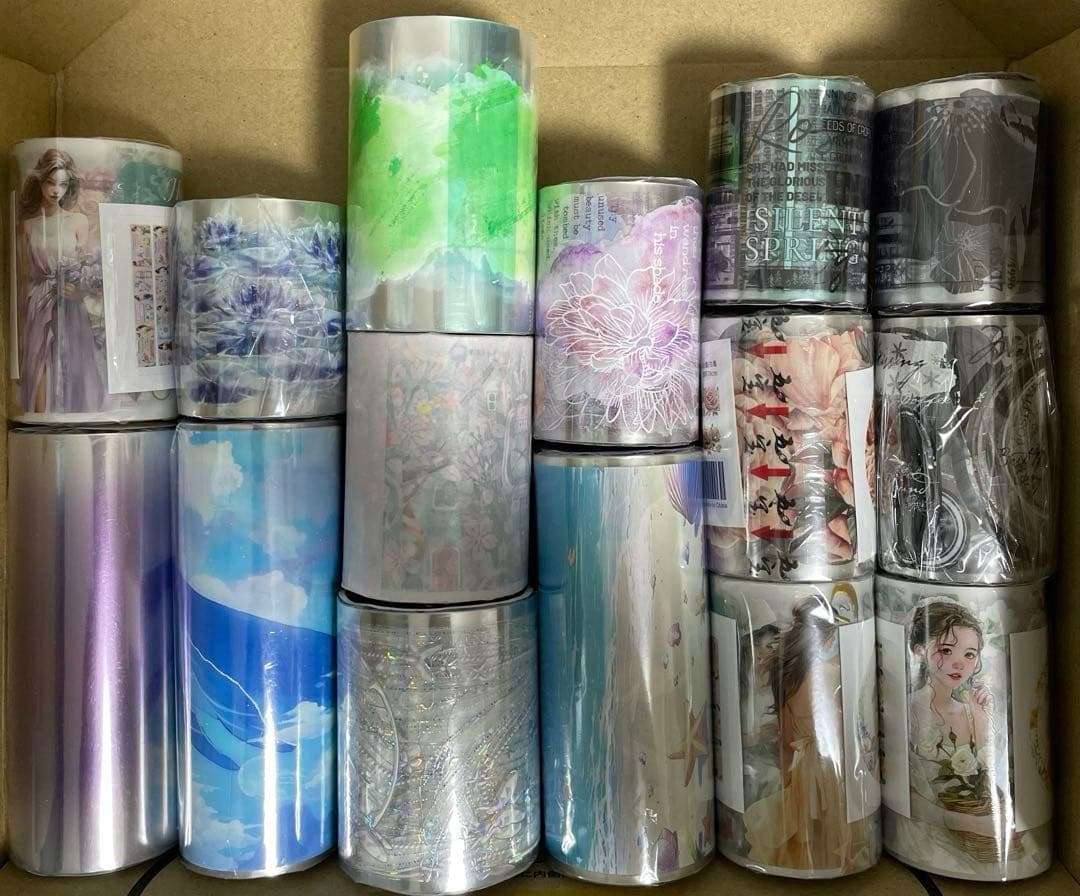 新品　海外マスキングテープ　PET コラージュ素材　おすそ分け　15本
