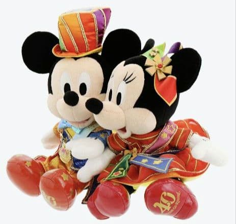 ディズニーDISNEYミッキーマウス＆ミニー記念品付ペアぬいぐるみ40周年新品