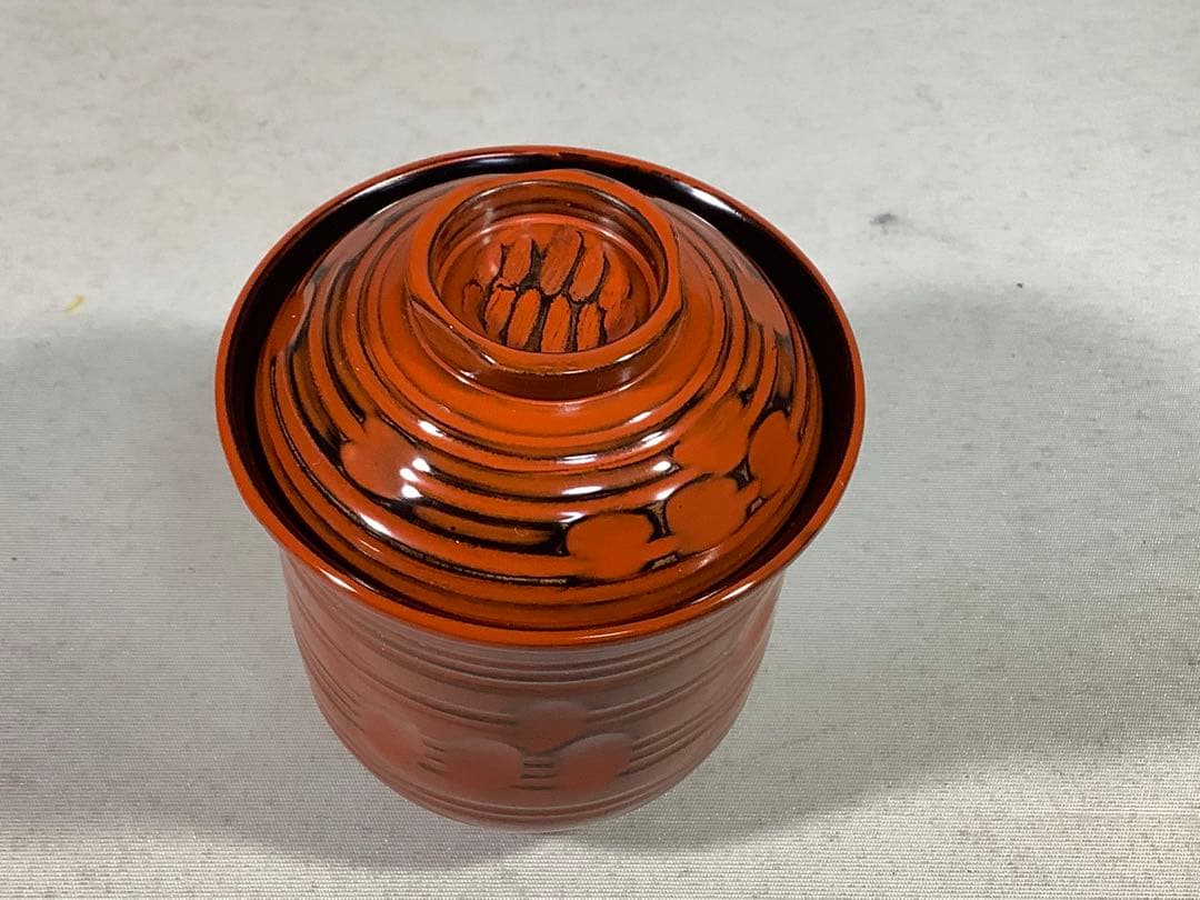 亀甲根来塗　小吸物椀　葵春　茶会席　茶道具