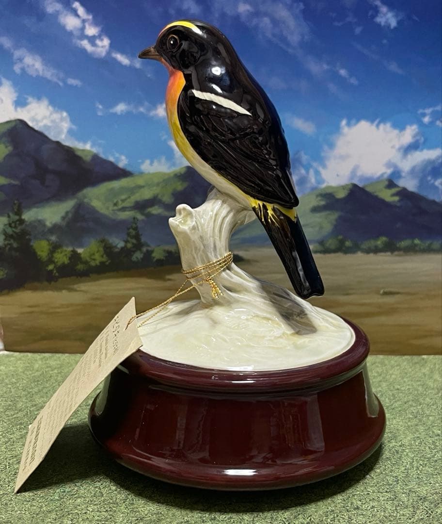 日本野鳥の会 監修キビタキ 陶器製 オルゴール 名曲 『愛のオルゴール』希少‼︎