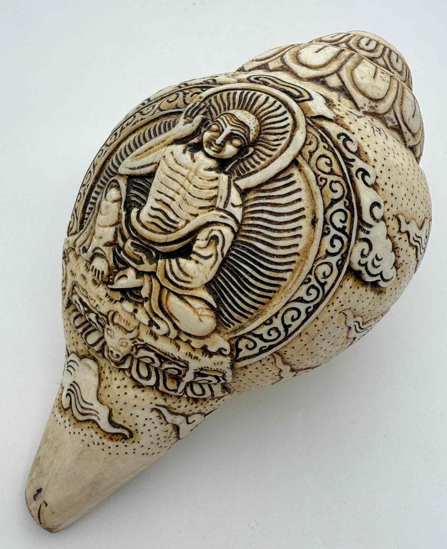 ◆チベット密教法具　法螺貝（シャンカ）ミラレパ-1