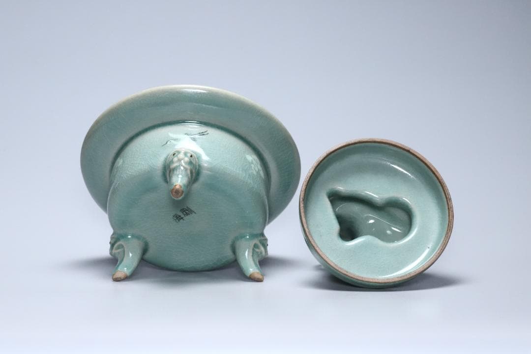 高麗青磁　柳海剛(根瀅) 造　龍型香炉　朝鮮古美術／骨董品【正一古美術】