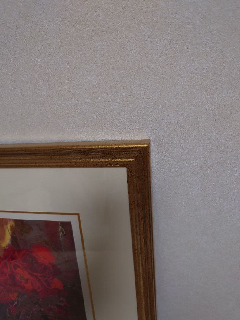 アンドリュープライス　赤いバラ　版画　花　絵画　静物画　花瓶　額入り