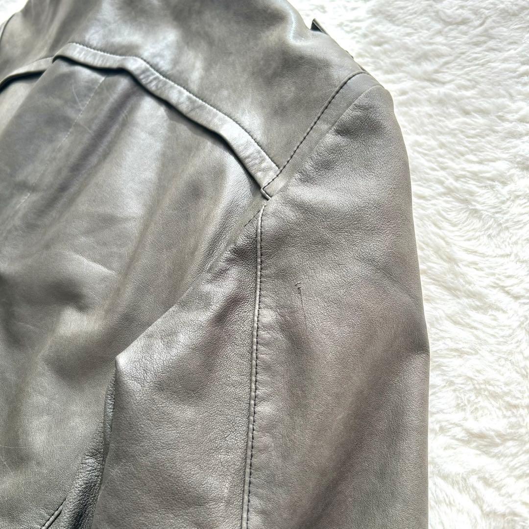 ARMANI COLLEZIONI 羊革 フーデッド レザージャケット 48