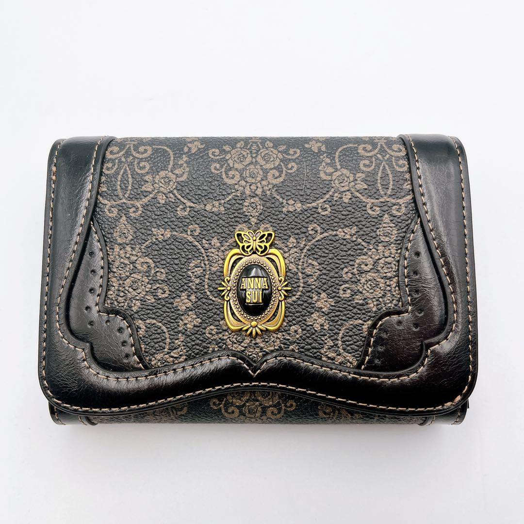 極美品✨ANNA SUI アナスイ 財布 二つ折り財布 ブラック/ゴールド