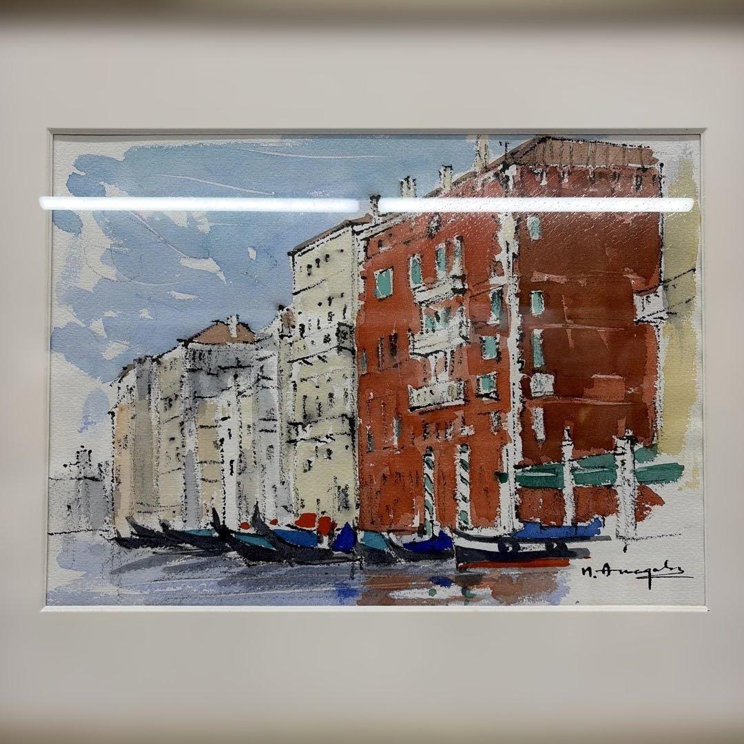 水彩画 風景画 額装済み　ベネチア