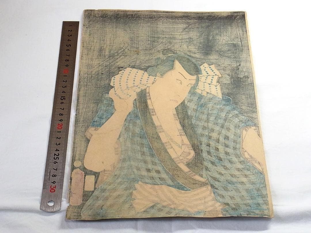 歌川国貞 浮世絵 木版画 2枚続 女郎と町人男の夜逃げ場面 江戸時代 歌舞伎絵