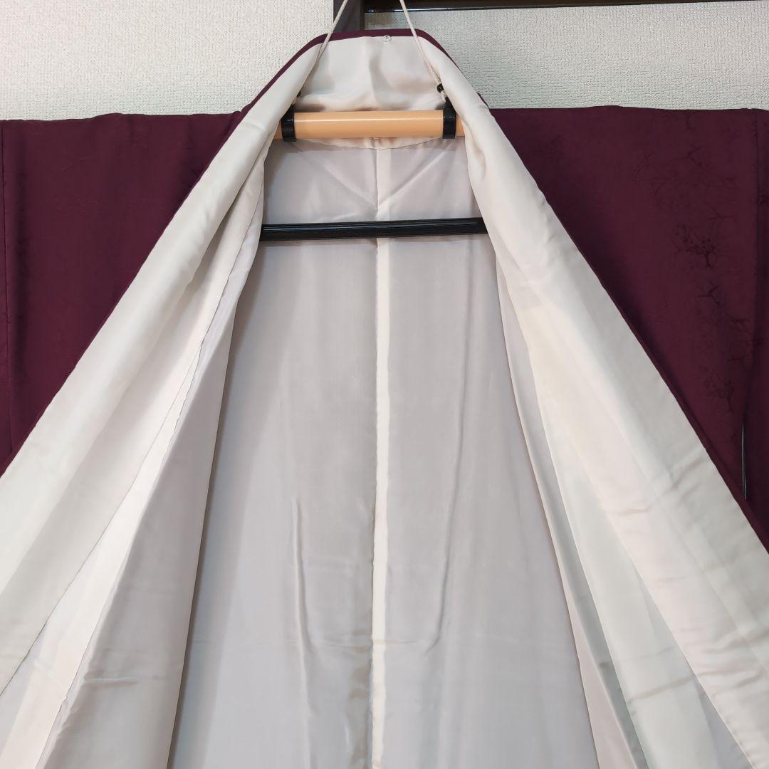 【三花】未使用品　正絹　色無地　袷　一つ紋　着物　リユース