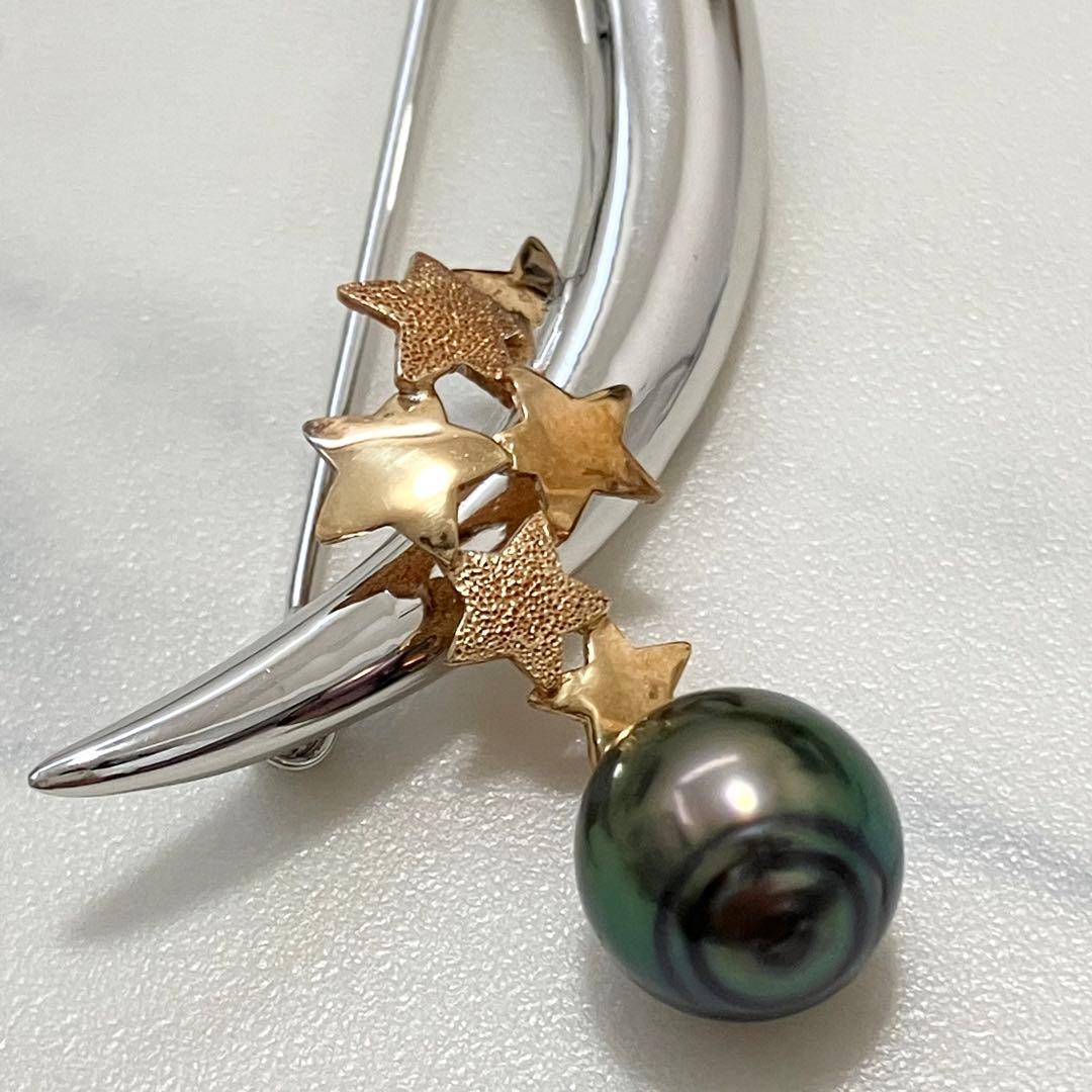 K18✨silver ブローチ　月　ムーンブローチ