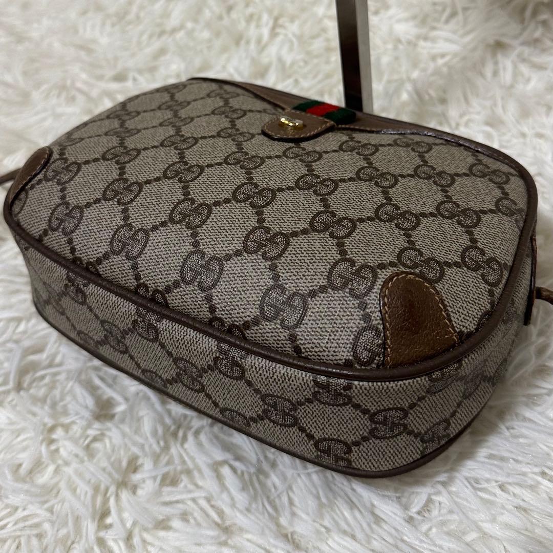 希少 レア オールドグッチ GG レザー ショルダーバッグ シェリーライン ロゴ