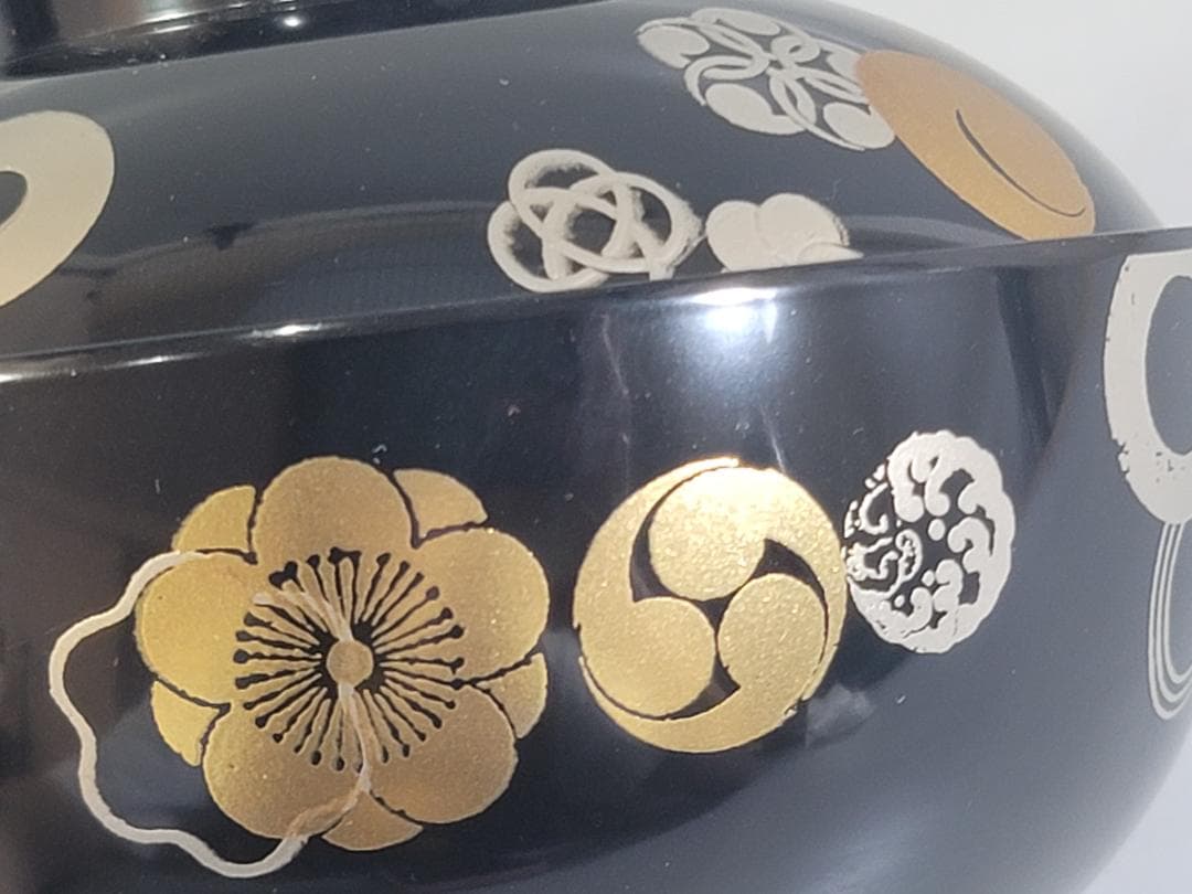 金銀 家紋散 蒔絵 吸物椀 五客 美品 DT339