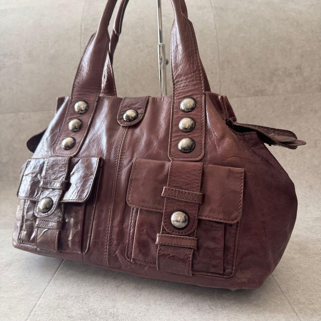 トリココムデギャルソン　ハンドバッグ　ブラウン　茶色　レザー