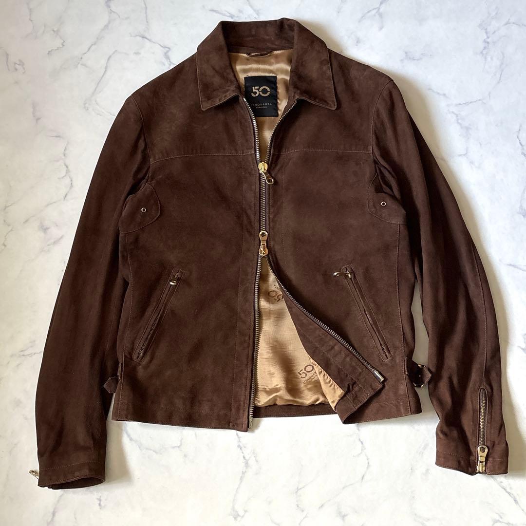 極美品！！【CINQUANTA】シングルライダースジャケット　48 ダブルジップ
