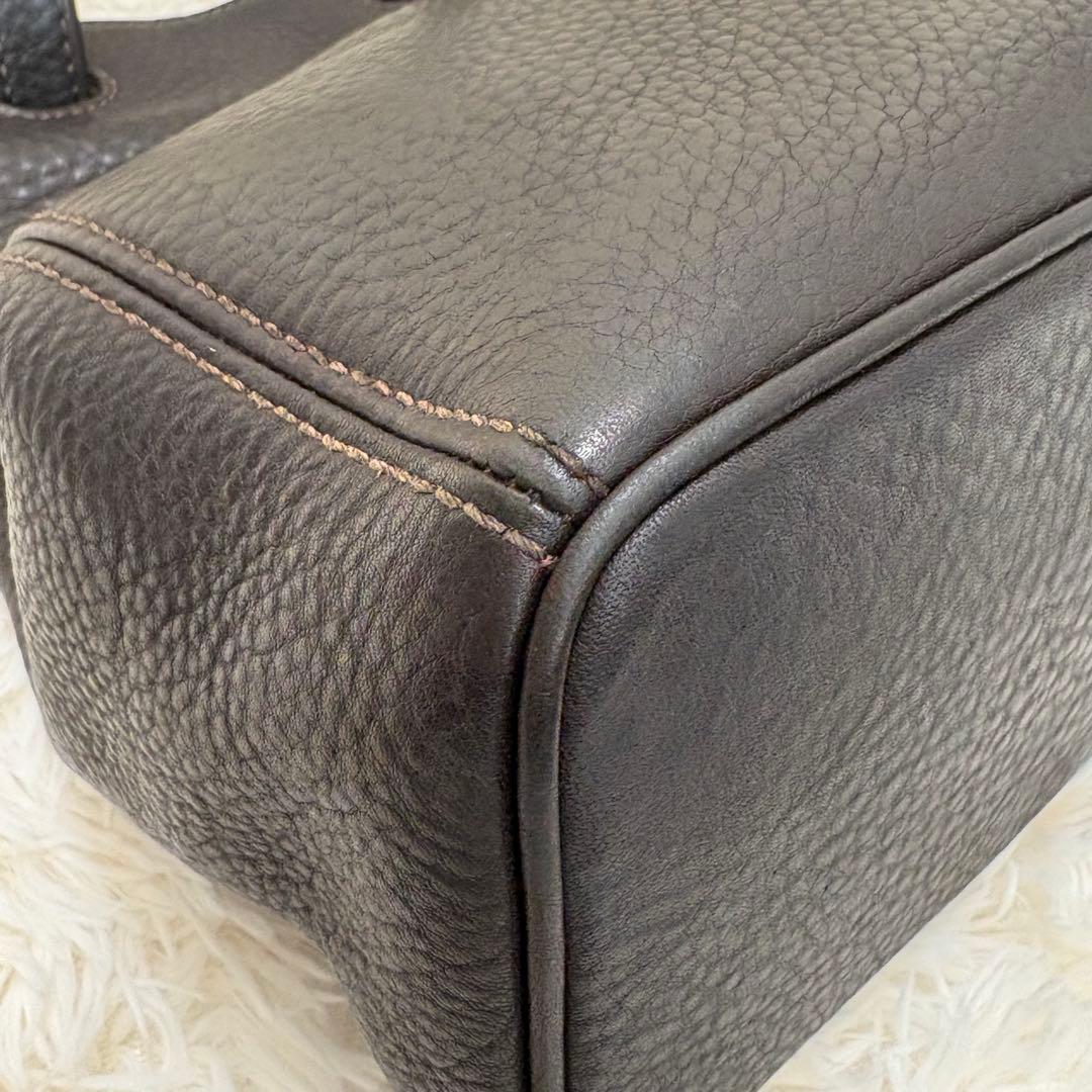 【美品】オールドコーチ ショルダーバッグ オールレザー 本革 しぼ革 シボ革 茶