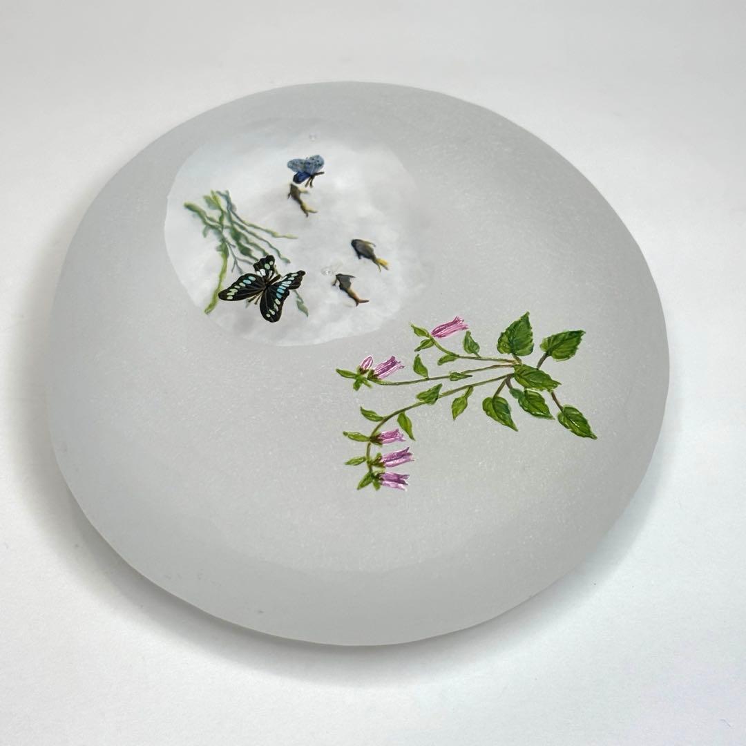 久保裕子さん作　ガラス　お花　蝶々　鮎　水草　ペーパーウェイト　文鎮　オブジェ