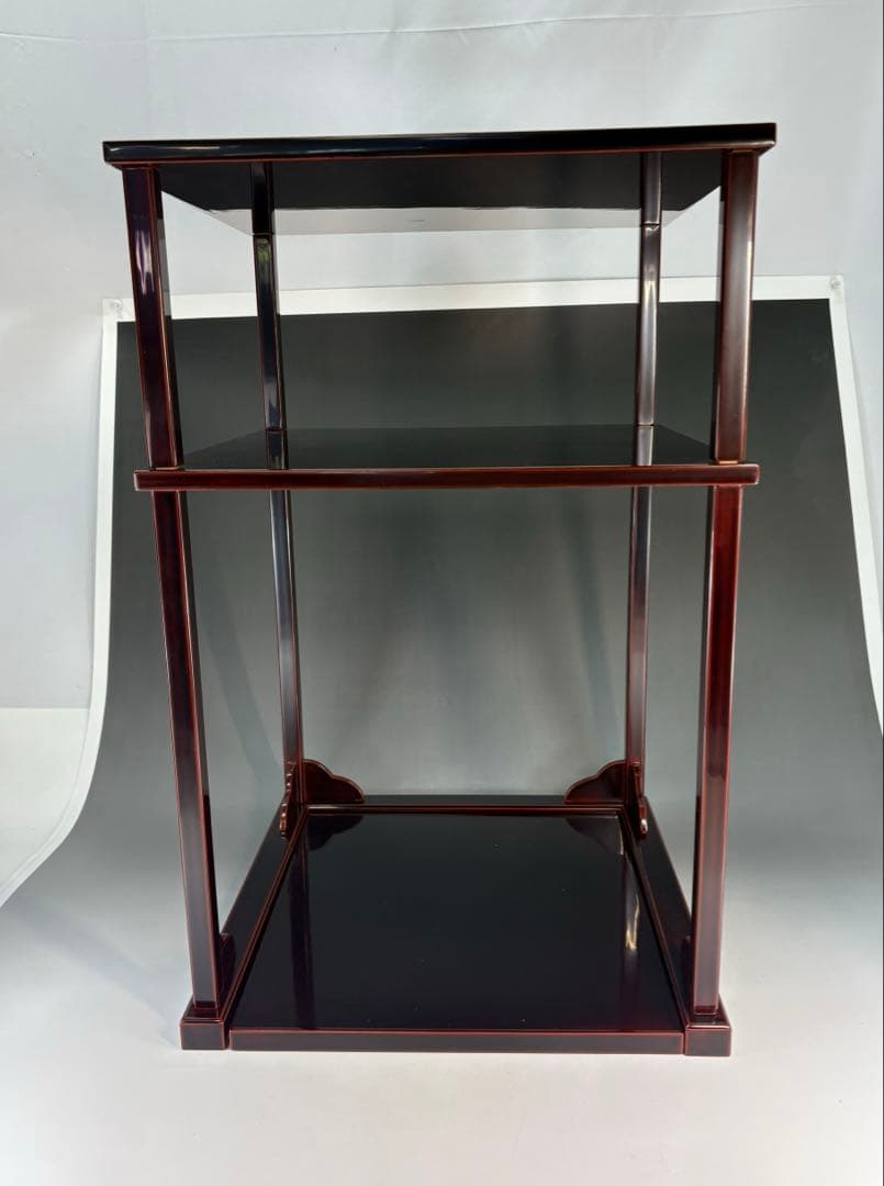 【茶道具】宗明造　溜塗　二重棚（共箱）　組立式 ★送料込★