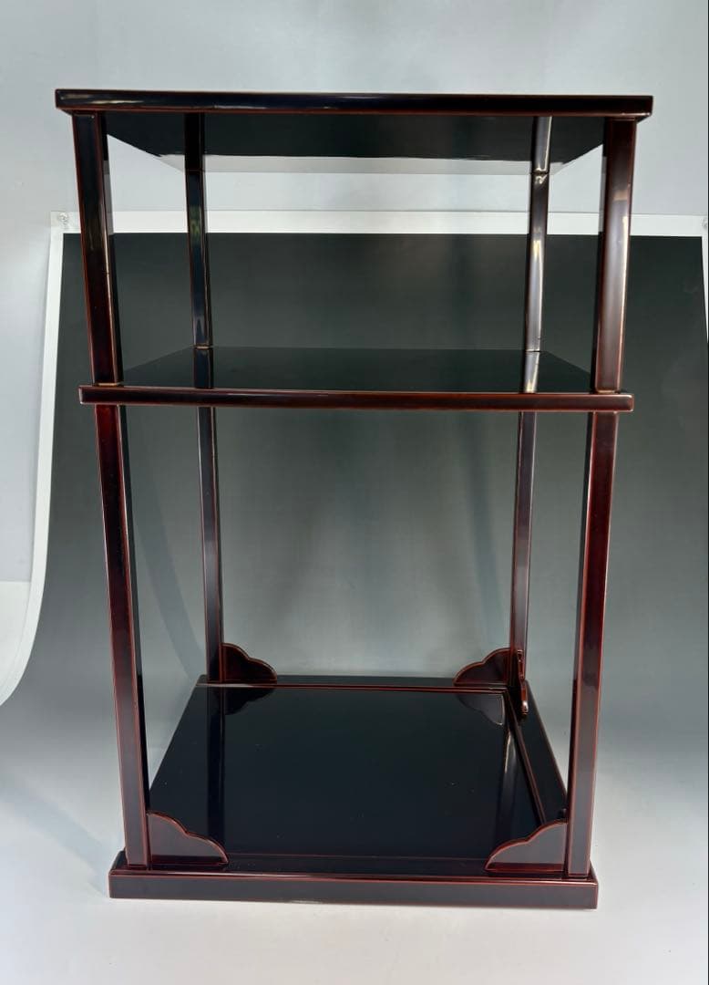 【茶道具】宗明造　溜塗　二重棚（共箱）　組立式 ★送料込★