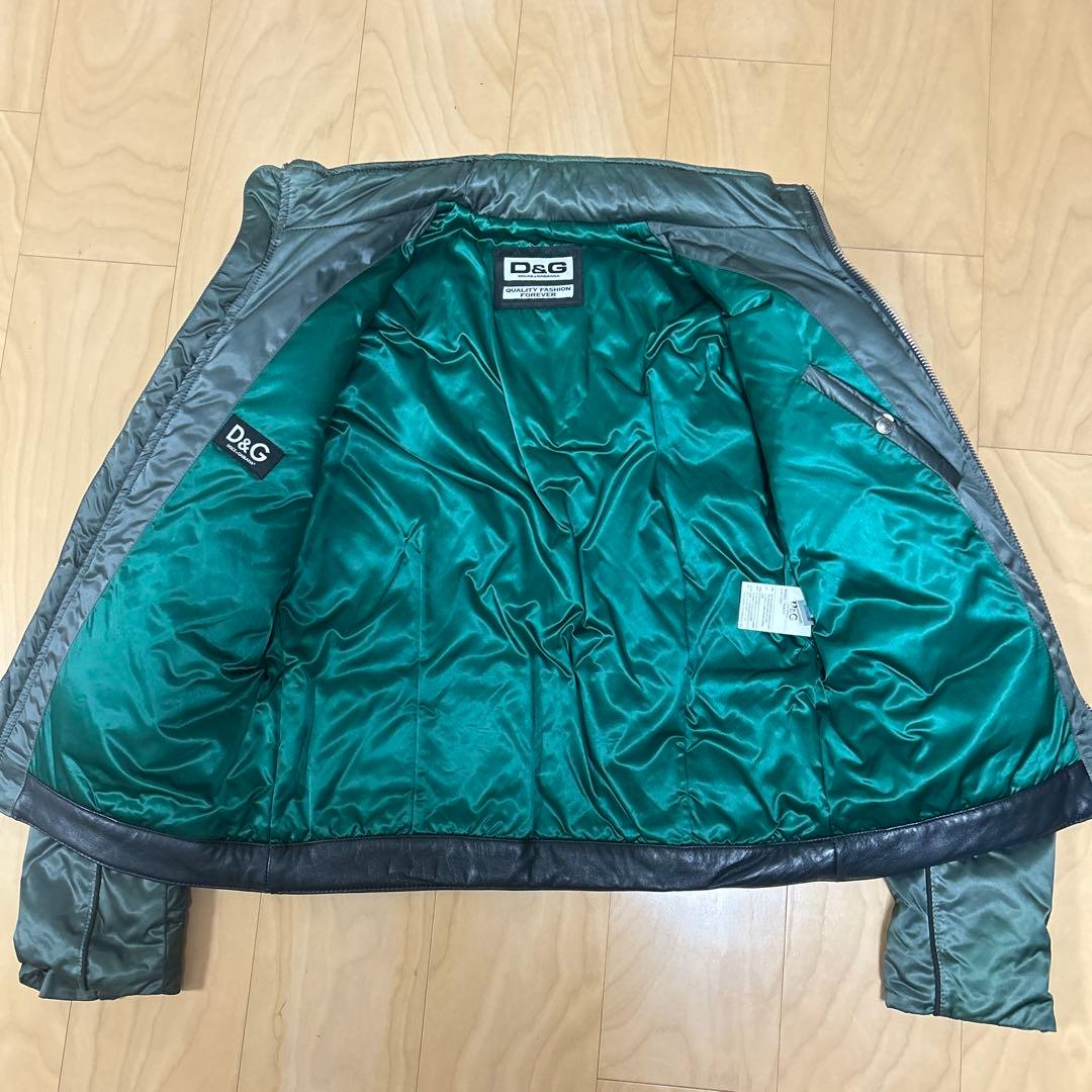 ドルチェ＆ガッバーナ　中綿ダウン　レザー切替ライダースジャケット