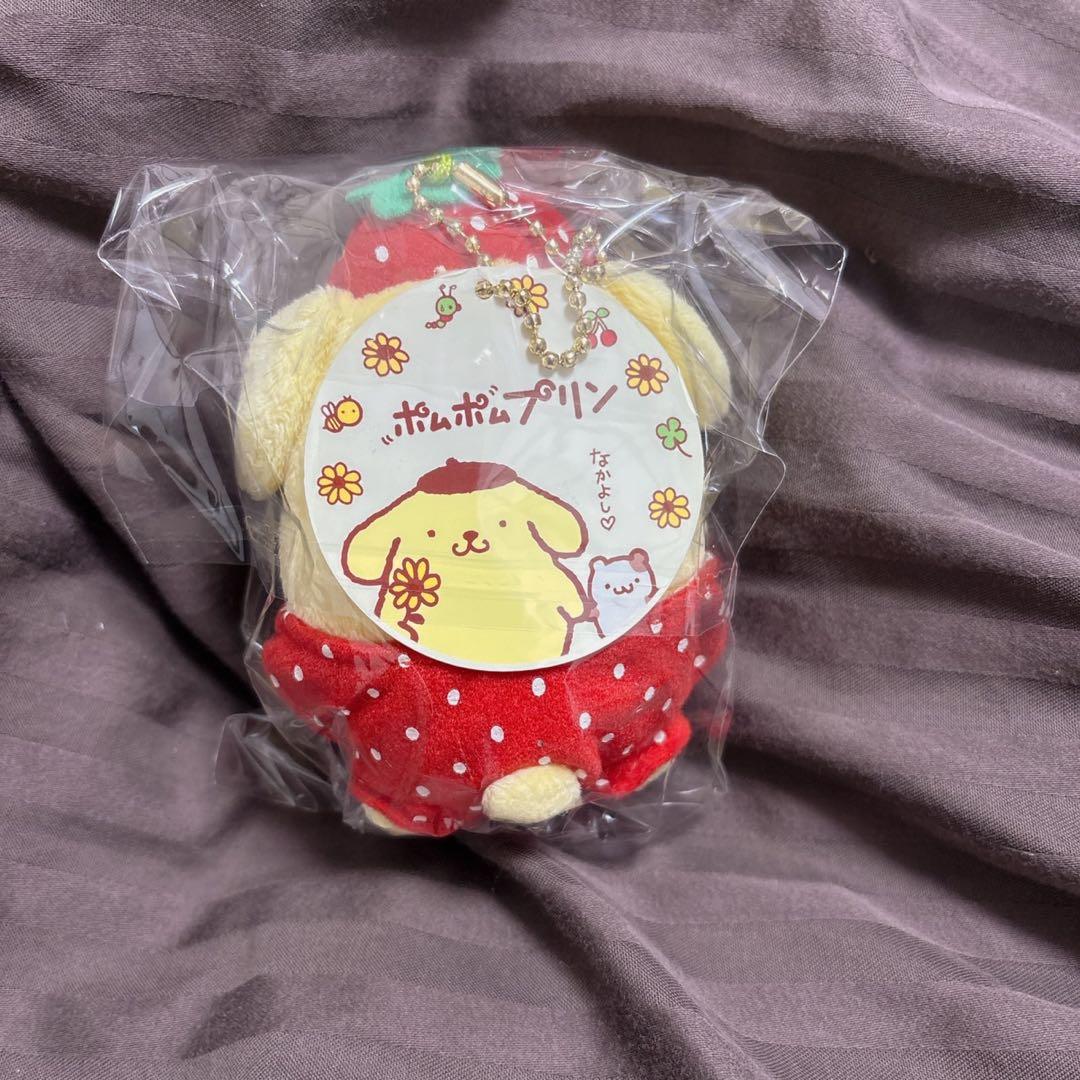 サンリオポムポムプリン　ポムポムプリンカフェ　いちご　フルーツ　マスコット