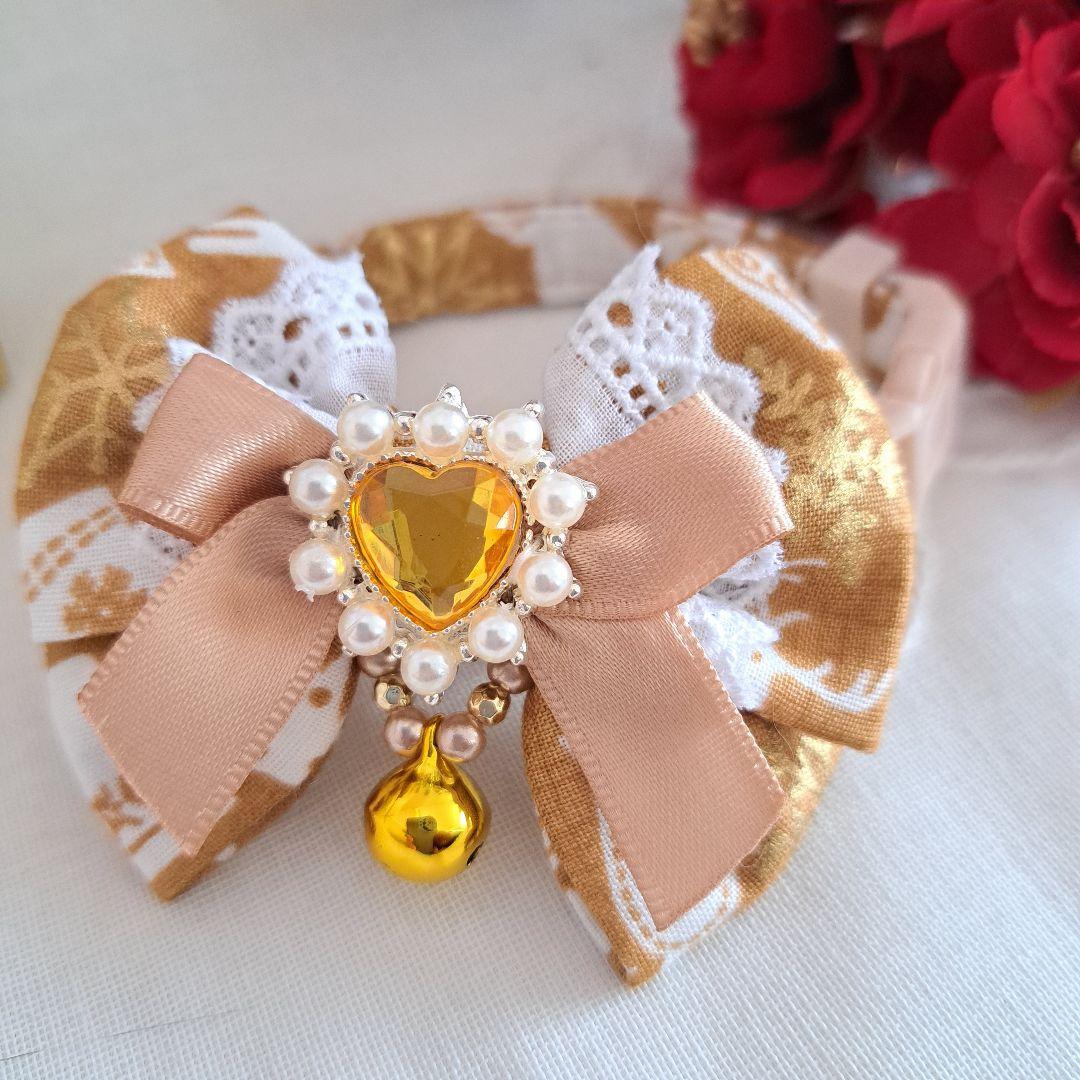 チビマル、クリスマスシリーズ(ゴールド)わんちゃん猫ちゃん用首輪