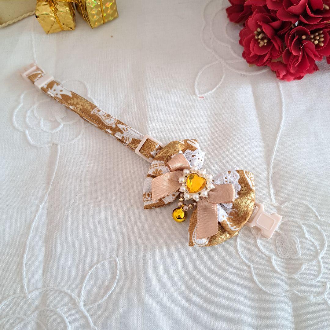 チビマル、クリスマスシリーズ(ゴールド)わんちゃん猫ちゃん用首輪