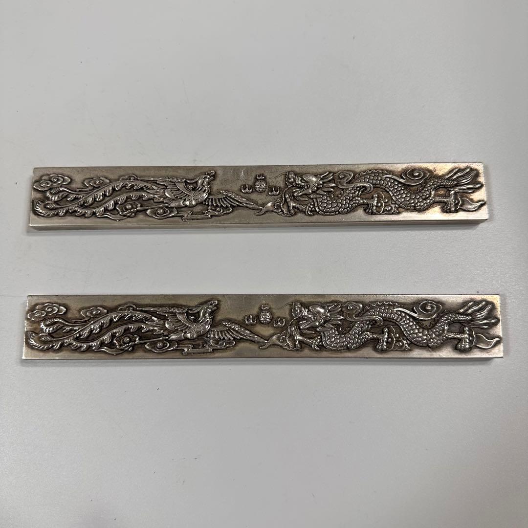 文鎮　書道　龍鳳呈祥　ペーパーウエイト2本セット