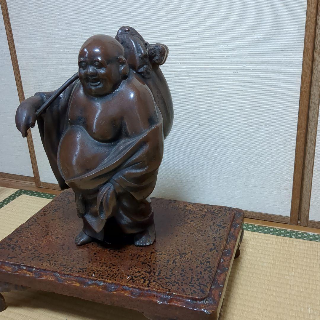 ★日本製★布袋像★真鍮製★重さ11.5キロ★木製土台付き