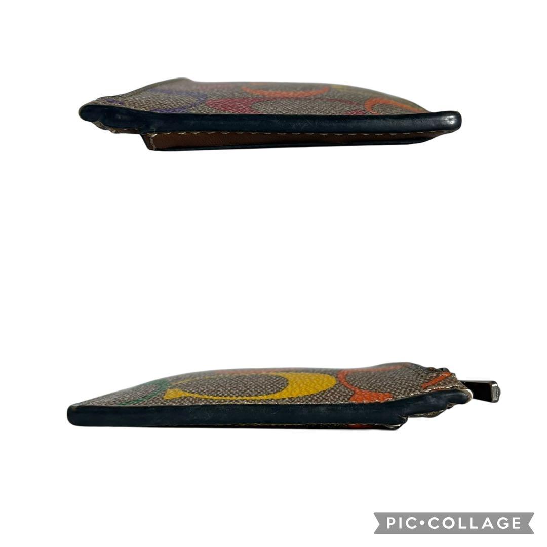 極美品　コーチ　財布　小銭入れ　カードケース　レインボー　PVCレザー　茶色