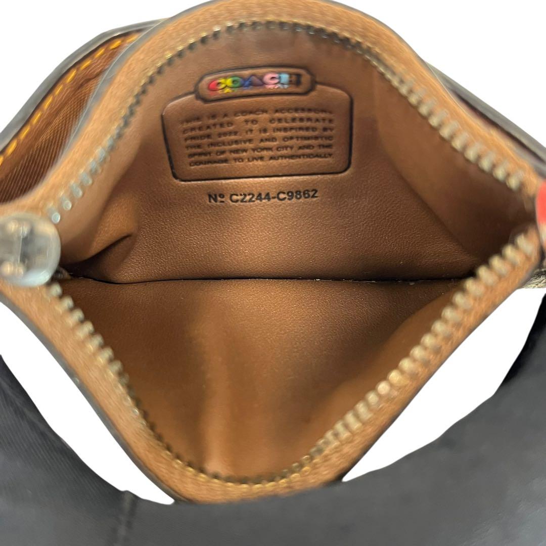 極美品　コーチ　財布　小銭入れ　カードケース　レインボー　PVCレザー　茶色