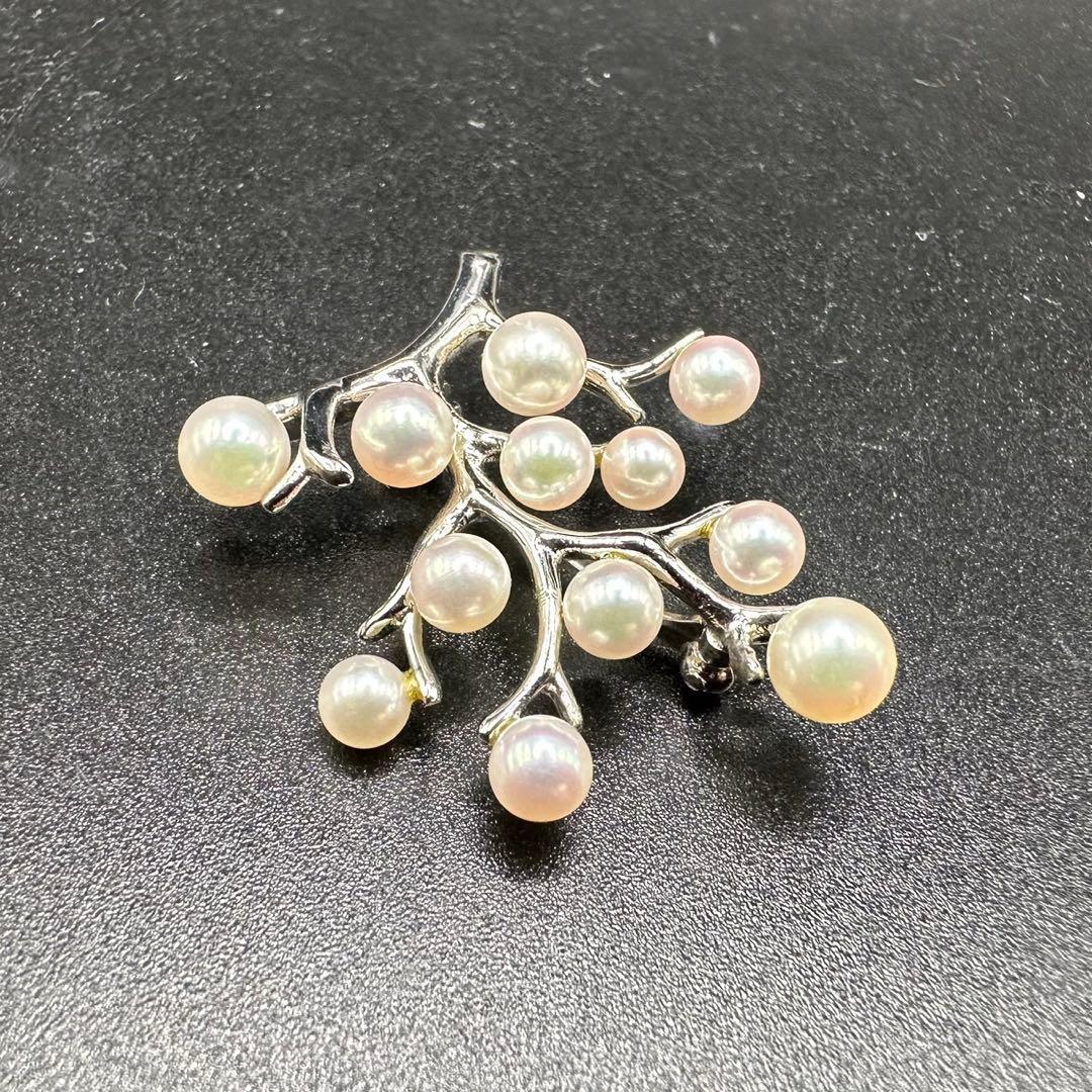極美品✨　MIKIMOTO ミキモト　パール　ブローチ　幸福の木　希少　1351