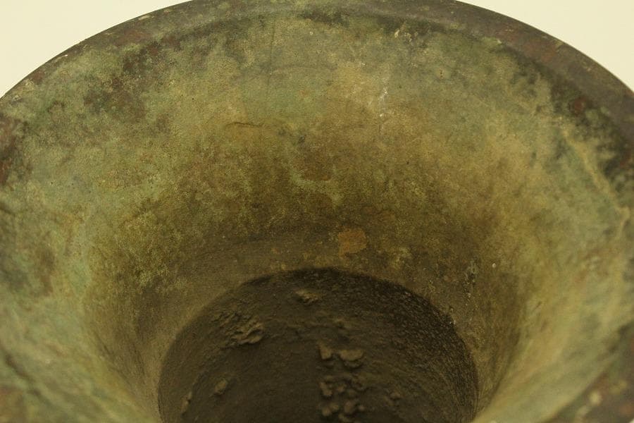 古銅 尊式 花器 高37.3cm 時代物 古美術 京都古寺蔵品(BB508)