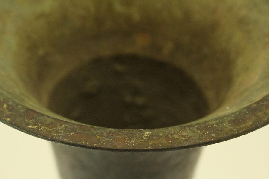 古銅 尊式 花器 高37.3cm 時代物 古美術 京都古寺蔵品(BB508)