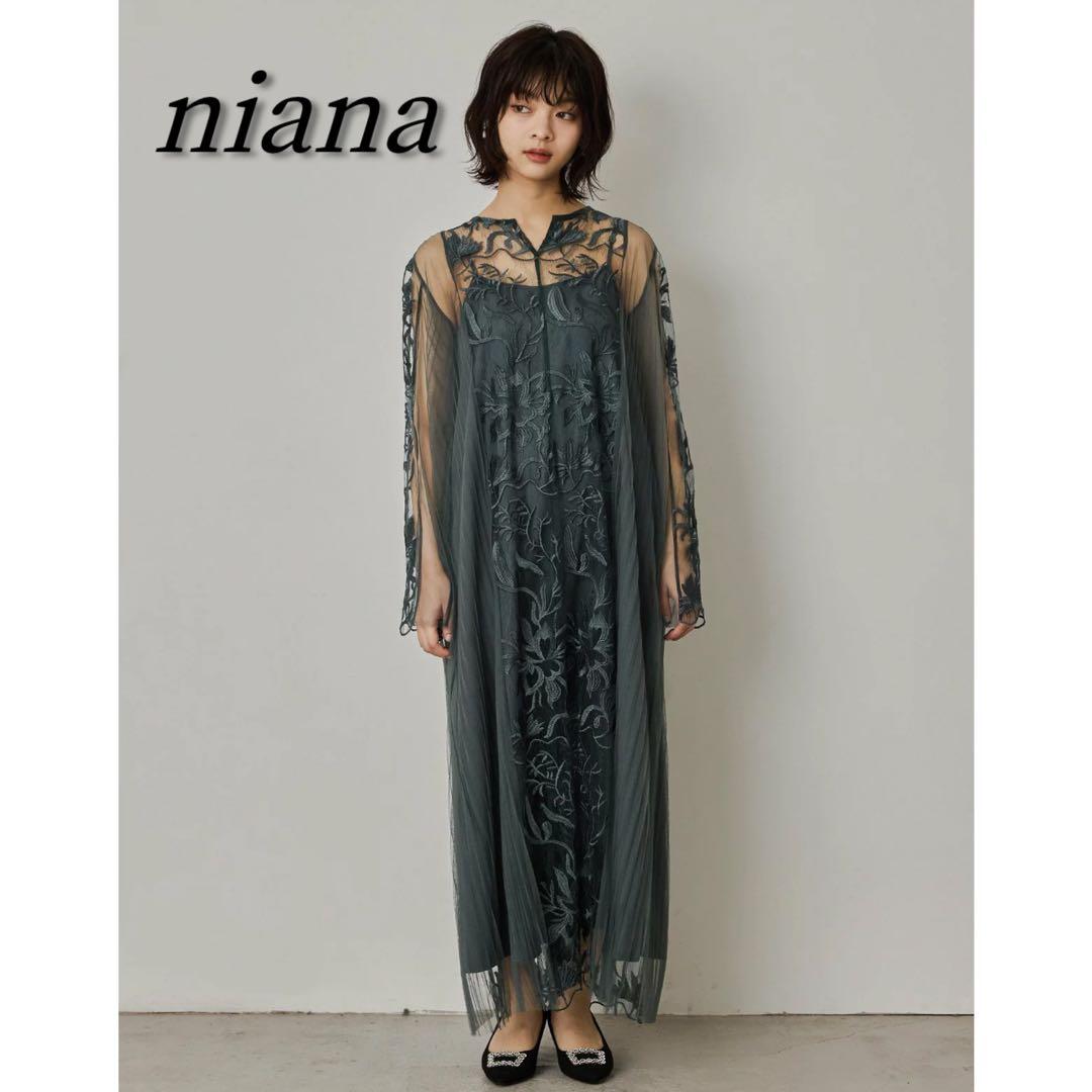 niana エスニックサイドプリーツドレス Aライン マタニティ 妊婦 結婚式