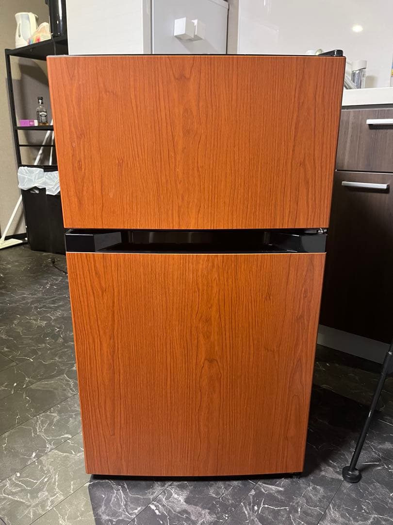 木目調冷蔵庫 3段棚 上部冷凍室