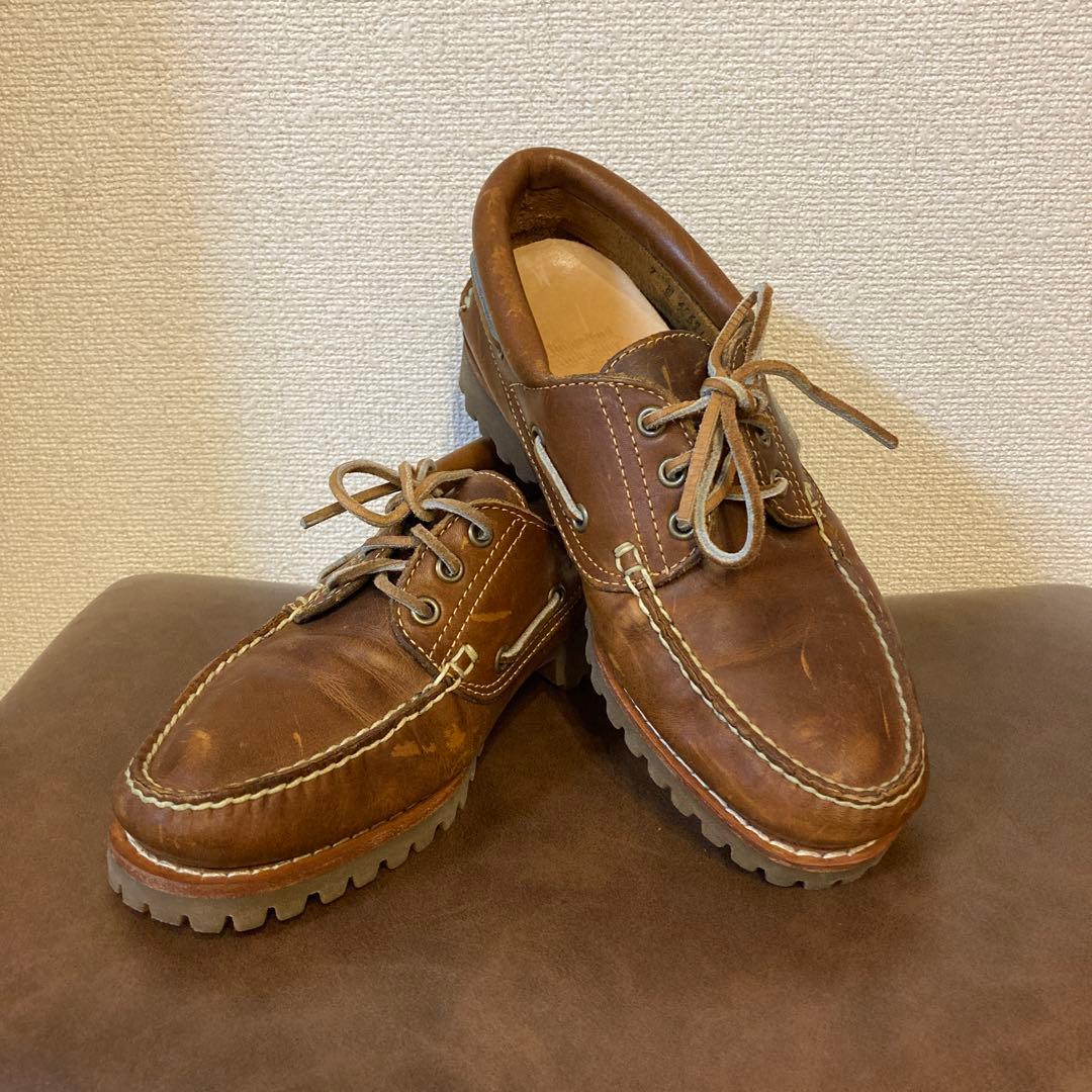 ティンバーランド ブラウンレザー デッキシューズ ローファータイプ