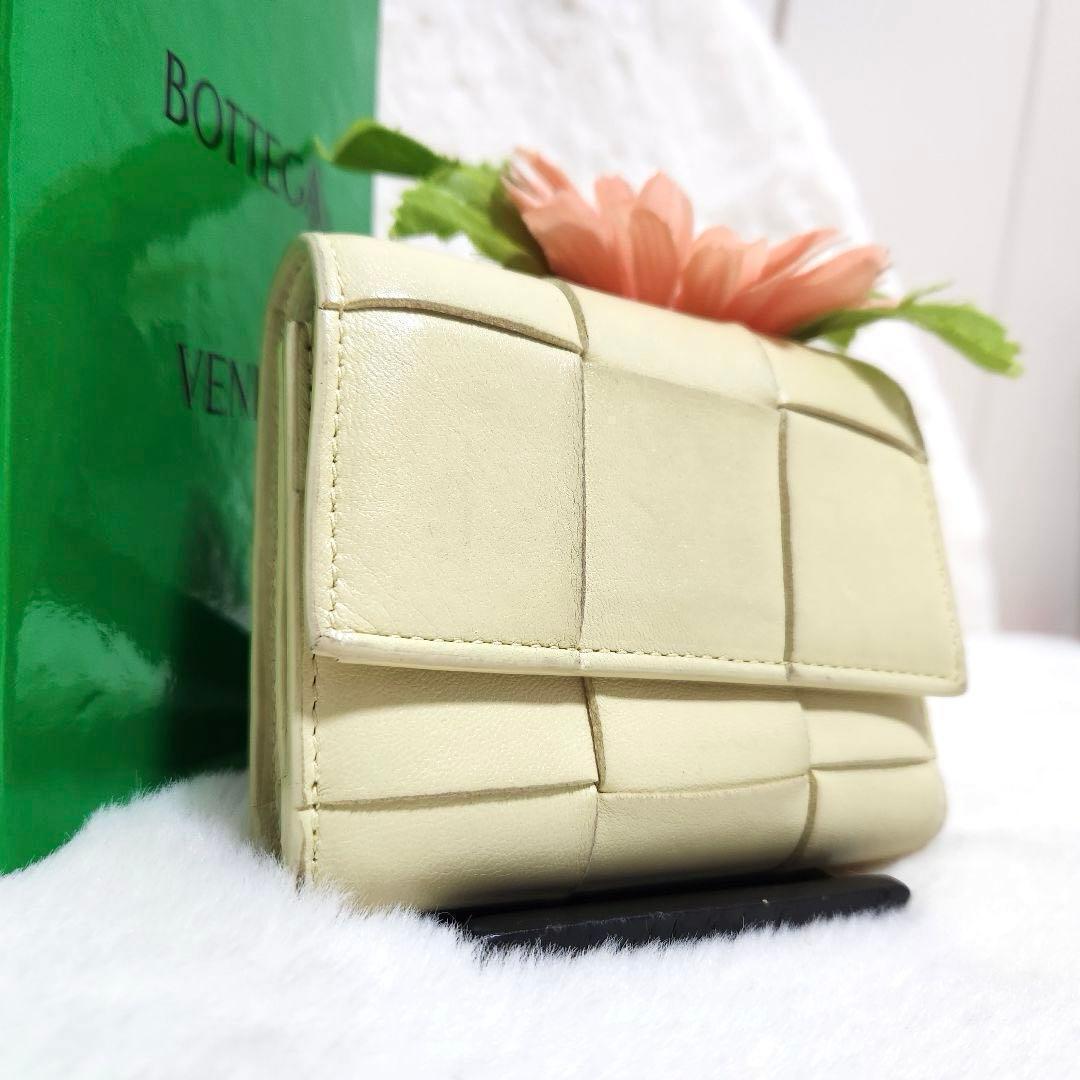✨美品　RFID搭載✨ボッテガ　三つ折り　カセット　パステルカラー　イエロー