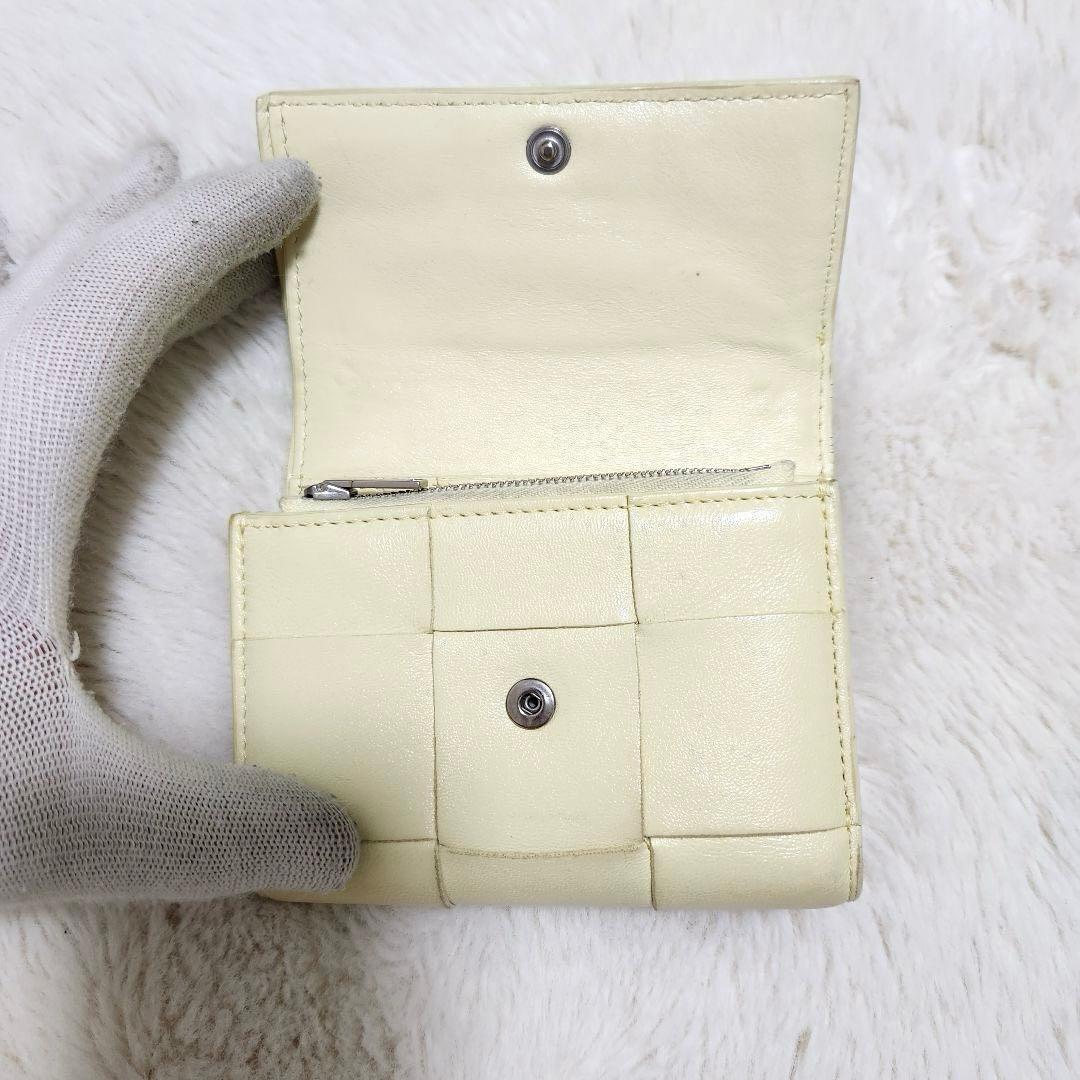 ✨美品　RFID搭載✨ボッテガ　三つ折り　カセット　パステルカラー　イエロー