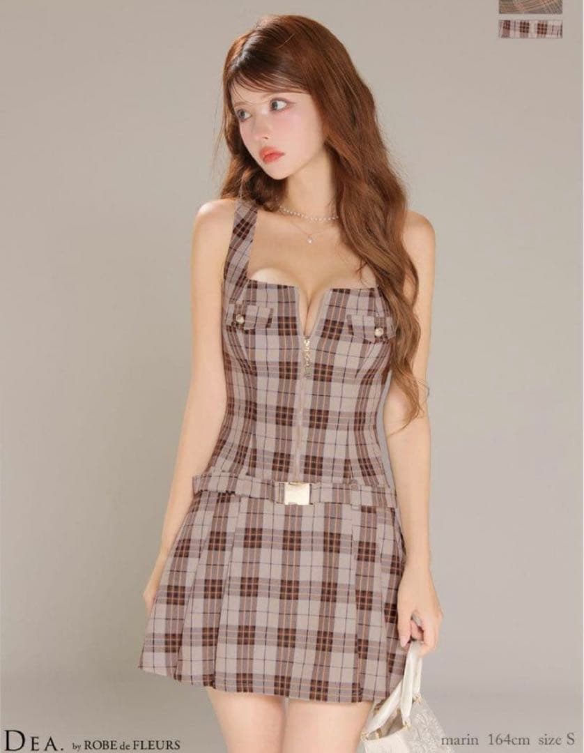 DEA. チェック柄タイトドレス S