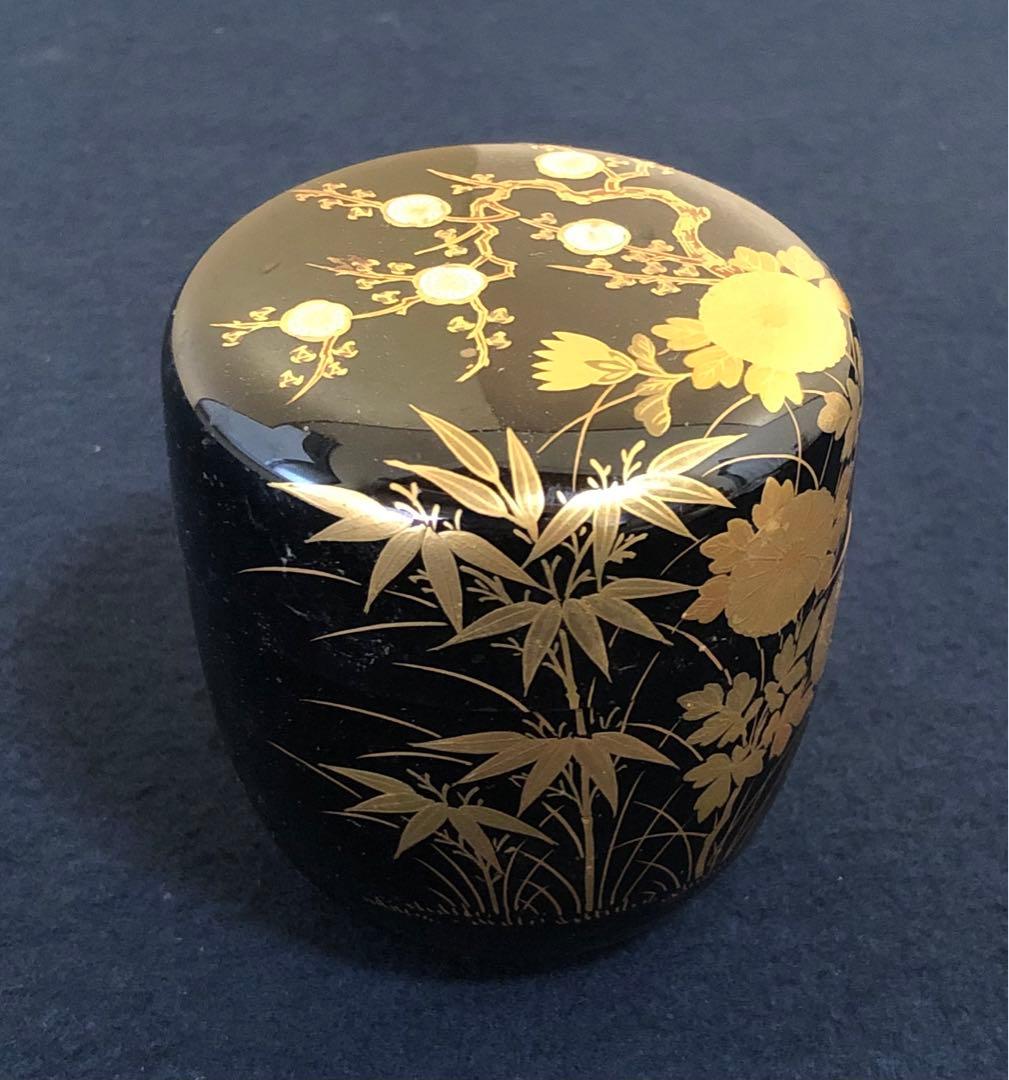 ‼️割引《R》茶道具 四君子蒔絵 螺鈿 棗 奥津一心斎作 共箱　250805F4