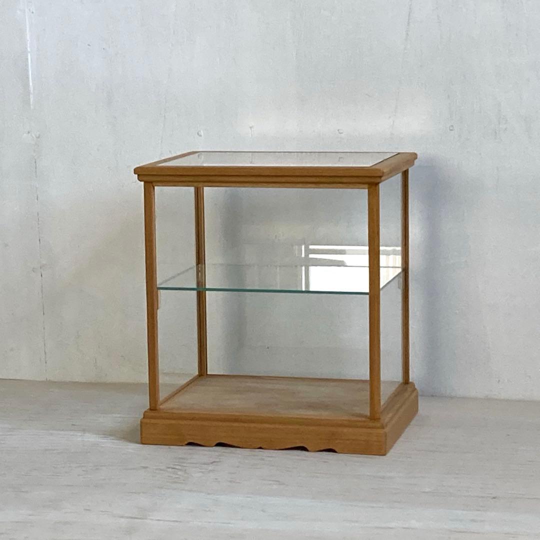 g312 古い木製ガラスケース 2段 卓上ショーケース 扉なし