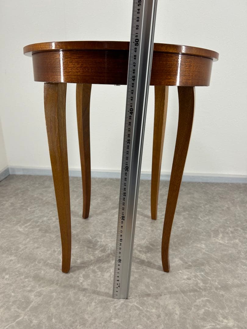 送料込み⭐︎天板収納オルゴール付き円形木製サイドテーブル