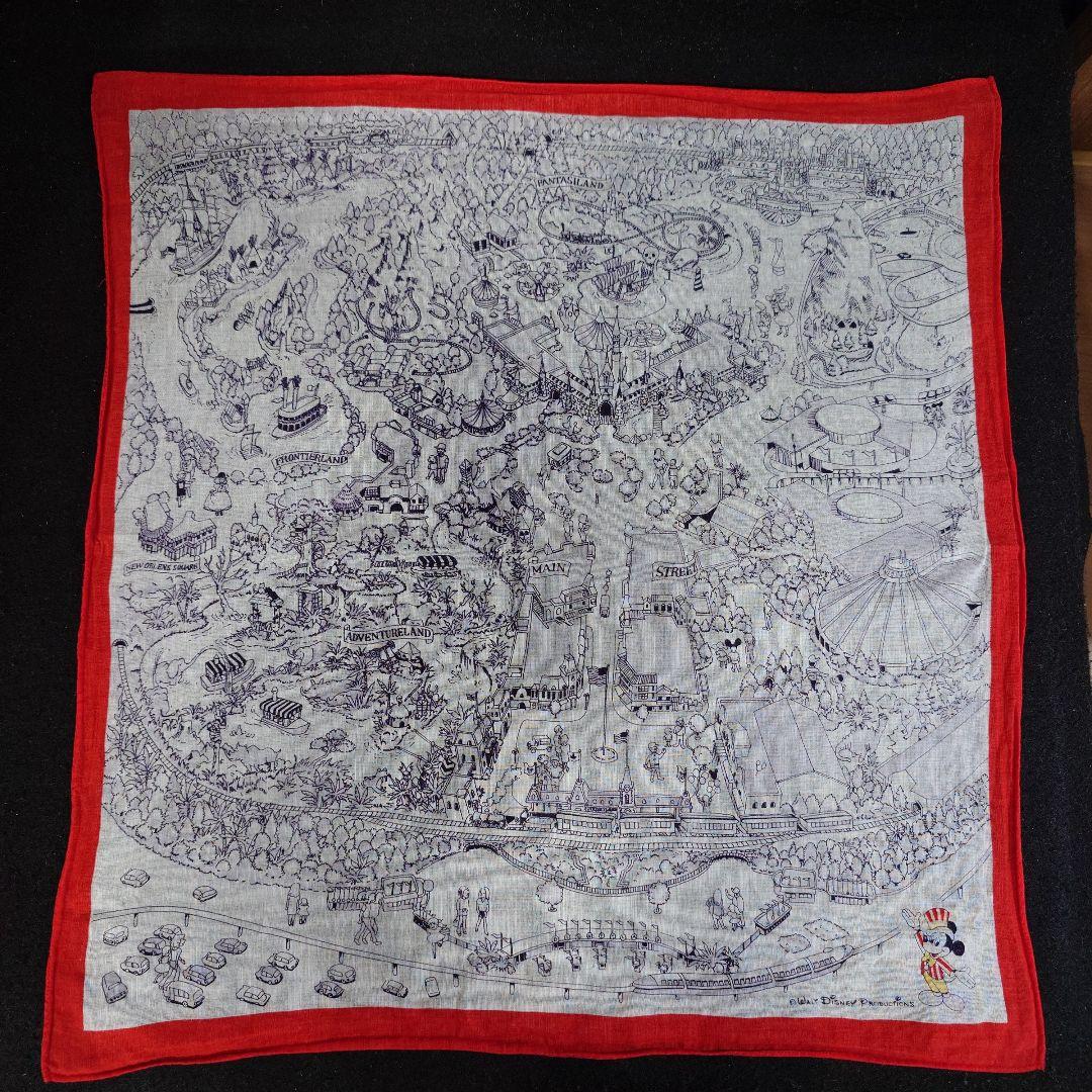 【昭和レトロ】【激レア】カリフォルニアディズニーランド　パーク地図柄　バンダナ