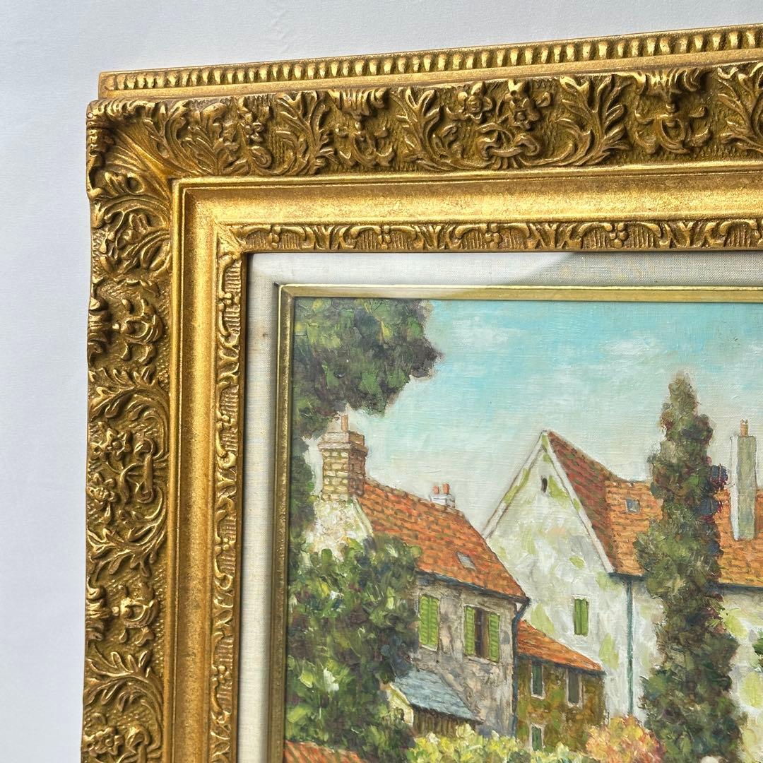 s*2様 田辺栄次郎 F 6号 油彩画 「オベールの農家」 風景画 額装