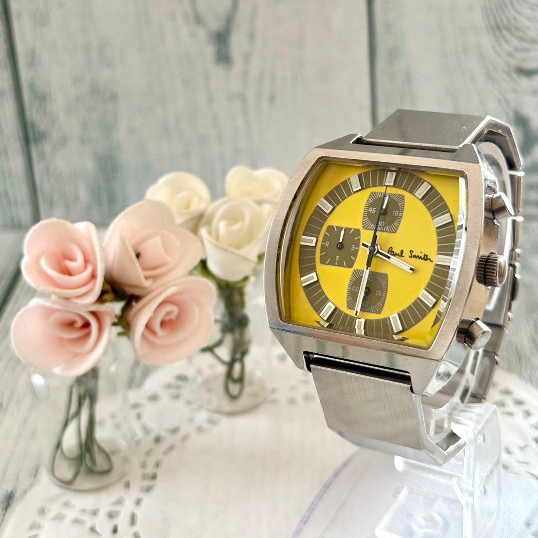 【電池交換済】Paul Smith ポールスミス クロノグラフ 腕時計 イエロー