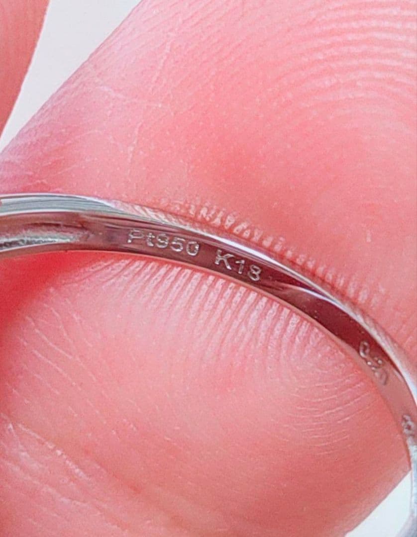 新作 未使用 k18 pt950 天然ダイヤモンド 0.20ct リング