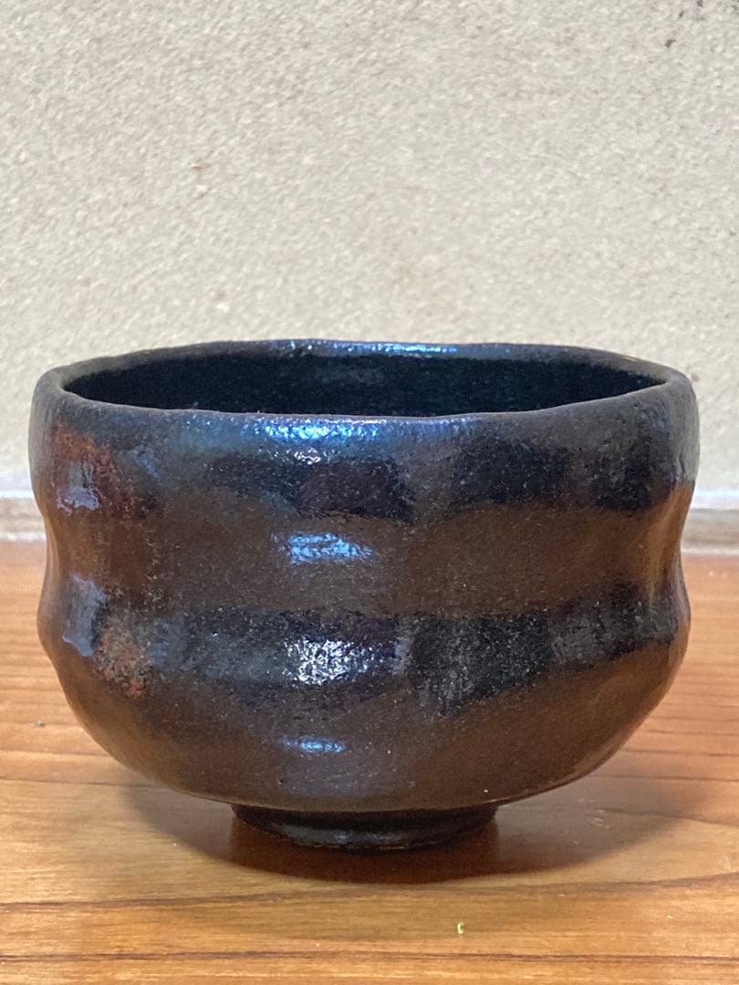 佐々木松楽 黒楽茶碗 楽焼 抹茶碗 茶道具 共箱　共布