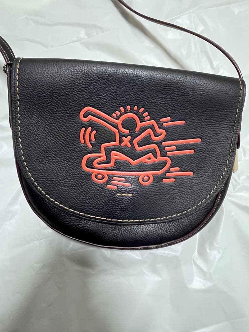 COACH ショルダーバッグ キースヘリング レザー ブラック
