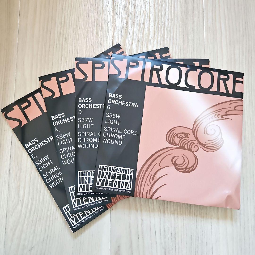 新品・未開封品【コントラバス弦】スピロコア(ライトテンション)　4弦セット